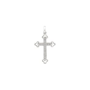 Pendant 750/18 K White Gold with Diamonds 0.04 ct H/si, Cross