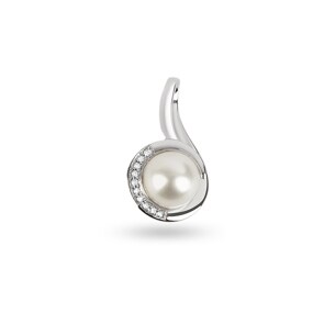 Anhänger 750/18 K Weissgold mit Diamanten 0.04 ct H/si & Süsswasserzuchtperlen