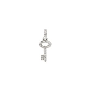 Pendentif or gris 750/18 ct avec diamants 0.09 ct H/si, Clé
