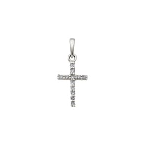 Pendentif or gris 750/18 ct avec diamants 0.10ct. H/si, croix