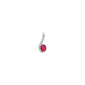 Anhänger 750/18 K Weissgold mit Rubin oval und Diamanten 0.03 ct H/si