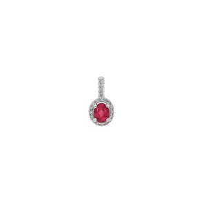 Anhänger 750/18 K Weissgold mit Rubin oval und Diamanten 0.08 ct H/si