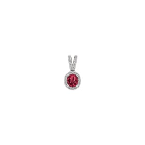 Anhänger 750/18 K Weissgold mit Rubin oval und Diamanten 0.10 ct H/si