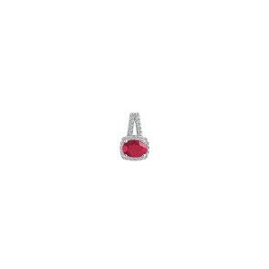 Anhänger 750/18 K Weissgold mit Rubin oval und Diamanten 0.11 ct H/si