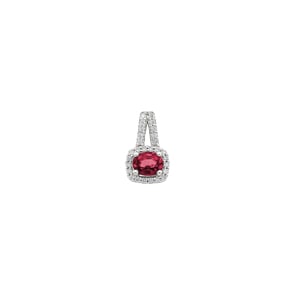 Anhänger 750/18 K Weissgold mit Rubin oval und Diamanten 0.11 ct H/si