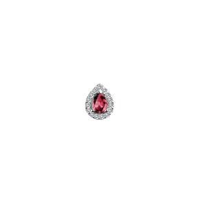 Anhänger 750/18 K Weissgold mit Rubin Tropfen und Diamanten 0.03 ct H/si