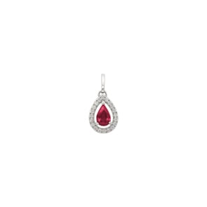 Anhänger 750/18 K Weissgold mit Rubinen 0.47ct. und Diamanten 0.08ct.