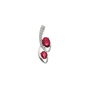 Pendentif or gris 750/18 ct avec rubis & diamants 0.06 ct H/si