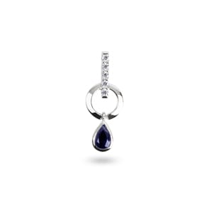 Anhänger 750/18 K Weissgold mit Safir & Zirkonia