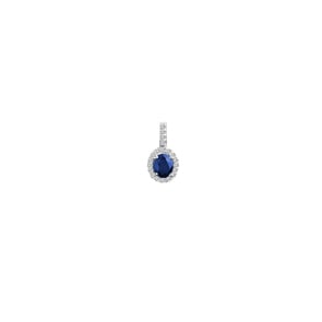 Anhänger 750/18 K Weissgold mit Saphir oval und Diamanten 0.08 ct H/si