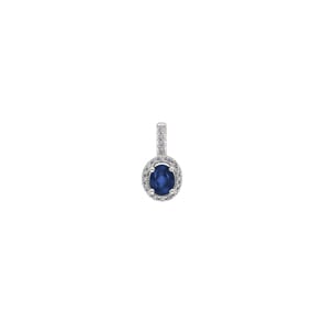 Anhänger 750/18 K Weissgold mit Saphir oval und Diamanten 0.08 ct H/si