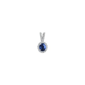 Anhänger 750/18 K Weissgold mit Saphir oval und Diamanten 0.10 ct H/si