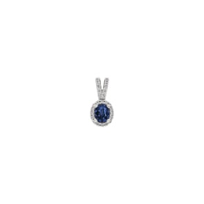 Anhänger 750/18 K Weissgold mit Saphir oval und Diamanten 0.10 ct H/si