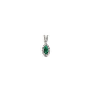 Pendentif or gris 750/18 ct avec émeraude & diamants 0.11 ct H/si
