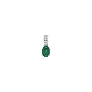 Anhänger 750/18 K Weissgold mit Smaragd oval und Diamanten 0.05 ct H/si