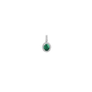Anhänger 750/18 K Weissgold mit Smaragd oval und Diamanten 0.08 ct H/si