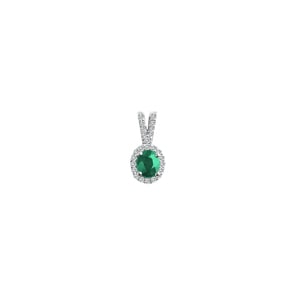 Anhänger 750/18 K Weissgold mit Smaragd oval und Diamanten 0.10 ct H/si