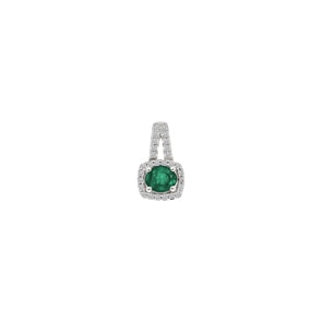 Pendentif or gris 750/18 ct avec émeraude ovale et diamants 0.11 ct H/si
