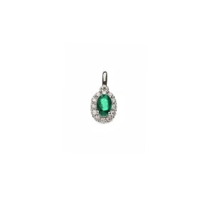 Pendentif or gris 750/18 ct avec émeraude et diamants