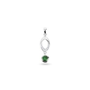 Pendentif or gris 750/18 ct avec émeraude & zircones