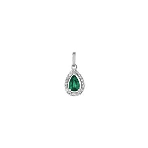 Pendentif or gris 750/18 ct avec émeraudes 0.40ct. et diamants 0.08ct.
