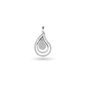 Pendentif or gris 750/18 ct avec zircones