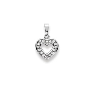 Anhänger 750/18 K Weissgold mit Zirkonia, Herz