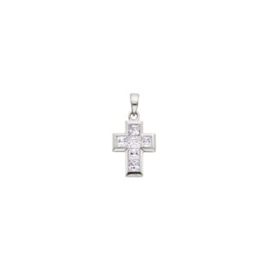 Anhänger 750/18 K Weissgold mit Zirkonia, Kreuz
