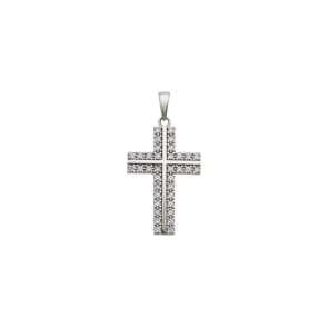 Anhänger 750/18 K Weissgold mit Zirkonia, Kreuz