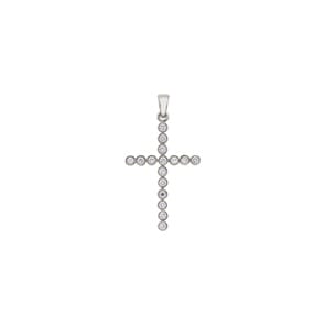 Pendentif or gris 750/18 ct avec zircones, Croix