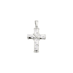 Anhänger 750/18 K Weissgold mit Zirkonia, Kreuz