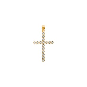 Pendentif or jaune 750/18 ct avec zircones, Croix
