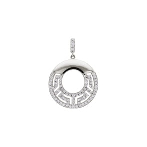 Pendentif or gris 750/18 ct avec zircones Ø 19.5mm