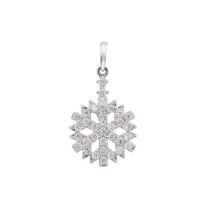 Pendentif or gris 750/18 ct avec zircones, Flocon de neige Ø 15mm