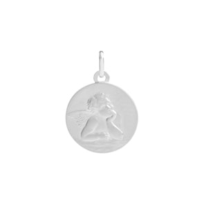 Pendentif or gris 750/18 ct Ø 18mm, Ange gardien