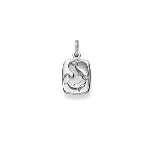 Pendentif or gris 750/18 ct, Signe du zodiaque Poisson