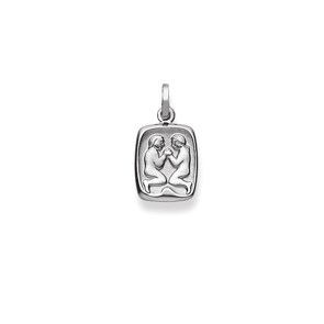 Pendentif or gris 750/18 ct, Signe du zodiaque Gémeaux