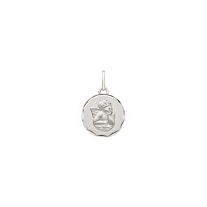 Pendentif Argent 925 lapidé Ø 14mm, Ange gardien