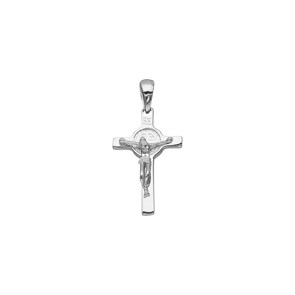 Pendentif argent 925 rhodié 17 x 28mm, Croix avec Jésus