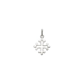 Pendentif Argent 925 rhodié 18x18mm, Croix occitane