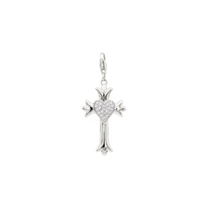 Anhänger 925 Silber rhodiniert mit Zirkonia 21x36mm, Kreuz