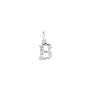 Pendentif Argent 925 rhodié avec zircones, Lettre B