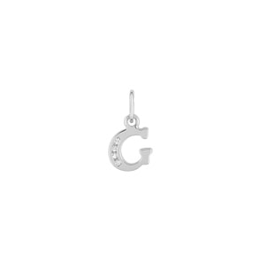 Pendentif Argent 925 rhodié avec zircones, Lettre G