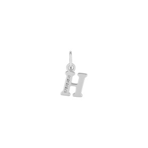 Pendentif Argent 925 rhodié avec zircones, Lettre H