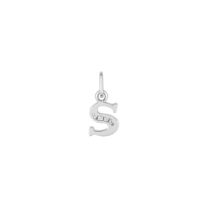 Pendentif Argent 925 rhodié avec zircones, Lettre S
