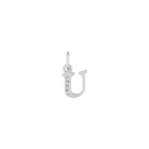 Pendentif Argent 925 rhodié avec zircones, Lettre U