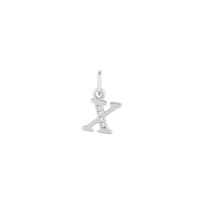 Pendentif Argent 925 rhodié avec zircones, Lettre X