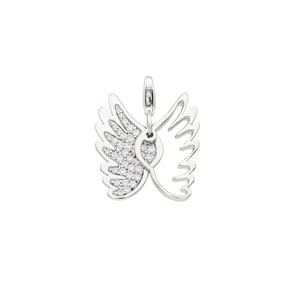 Anhänger 925 Silber rhodiniert mit Zirkonia, Flügel