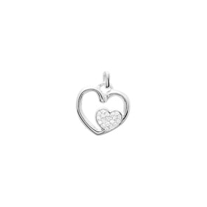 Anhänger 925 Silber rhodiniert mit Zirkonia pavé, Herz