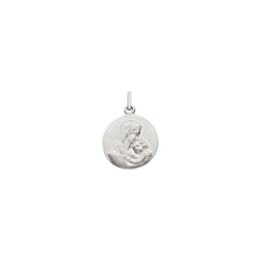 Anhänger 925 Silber rhodiniert Ø 17mm, Madonna mit Kind